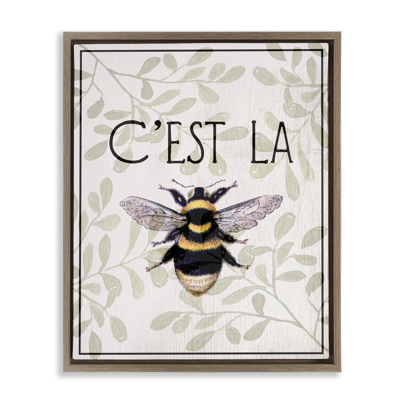Stupell Industries French Bee on Floral Floating Frame, design by Lil' Rue